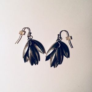 silver leaf // feather earrings